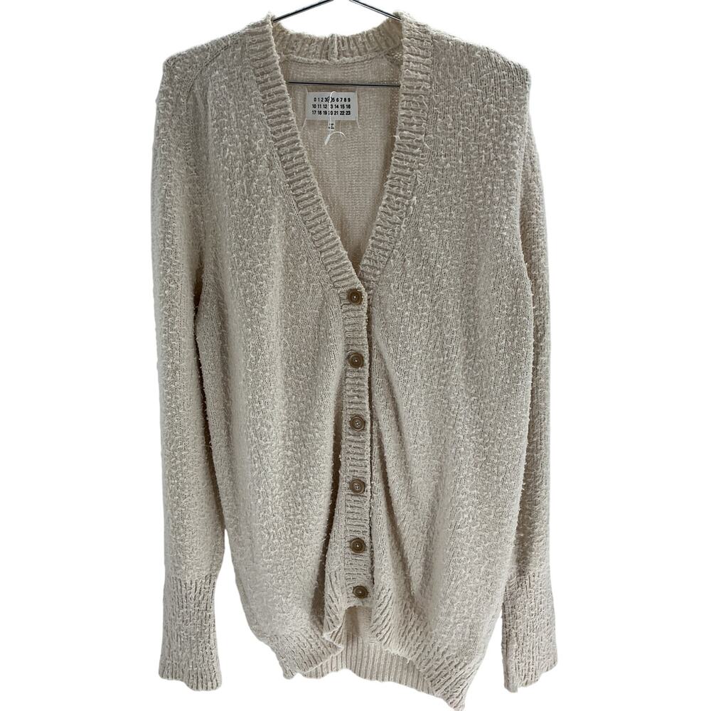 Maison Margiela Textured Ivory V Neck Cardigan Size XS